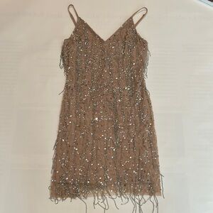 Nasty Gal Brown Sequin Sheath Mini Dress